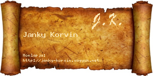 Janky Korvin névjegykártya